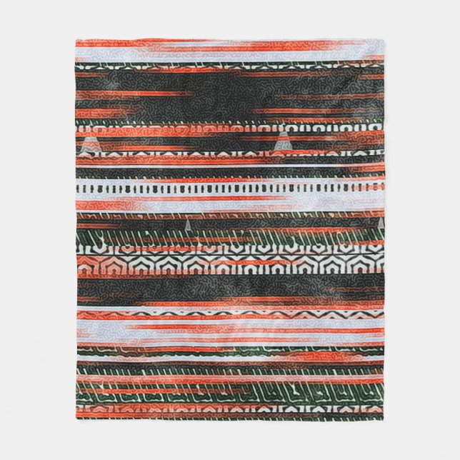 Seamless ethnic tribal pattern stripes rug design. fleece blanket (Front)