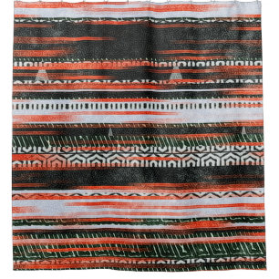 Seamless ethnic tribal pattern stripes rug design. shower curtain