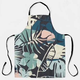 Seamless exotic pattern with tropical plants and a apron