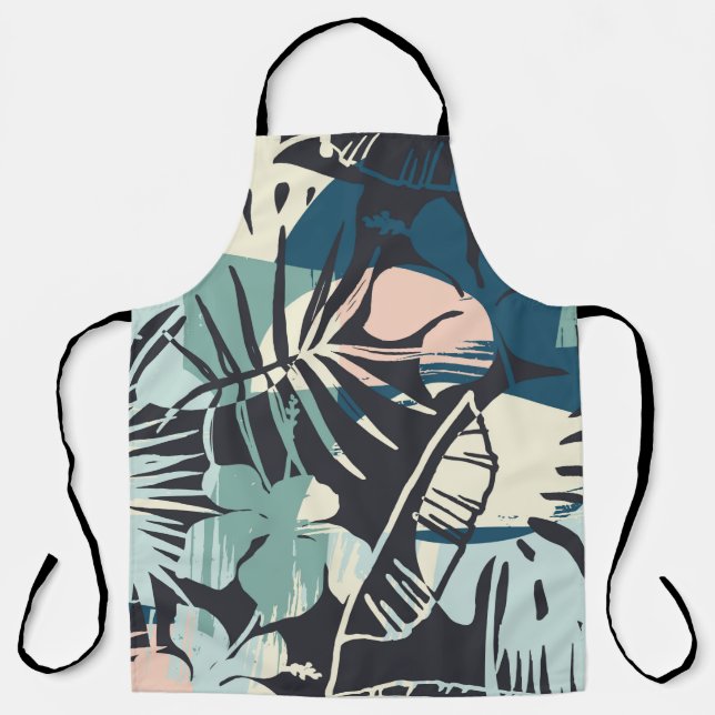 Seamless exotic pattern with tropical plants and a apron (Front)