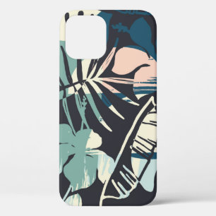 Seamless exotic pattern with tropical plants and a iPhone 12 case