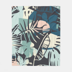 Seamless exotic pattern with tropical plants and a fleece blanket