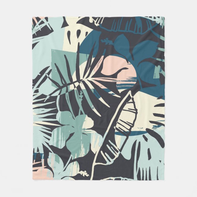 Seamless exotic pattern with tropical plants and a fleece blanket (Front)