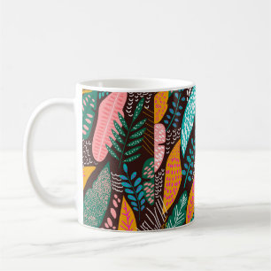 Seamless exotic pattern with tropical plants. vint coffee mug