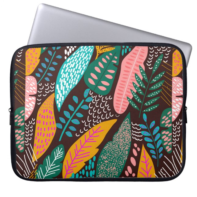 Seamless exotic pattern with tropical plants. vint laptop sleeve (Front)
