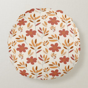 Seamless Fall Autumn Floral Pattern Round Cushion