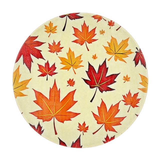 Seamless Fall Foliage Design Cutting Board (Front)