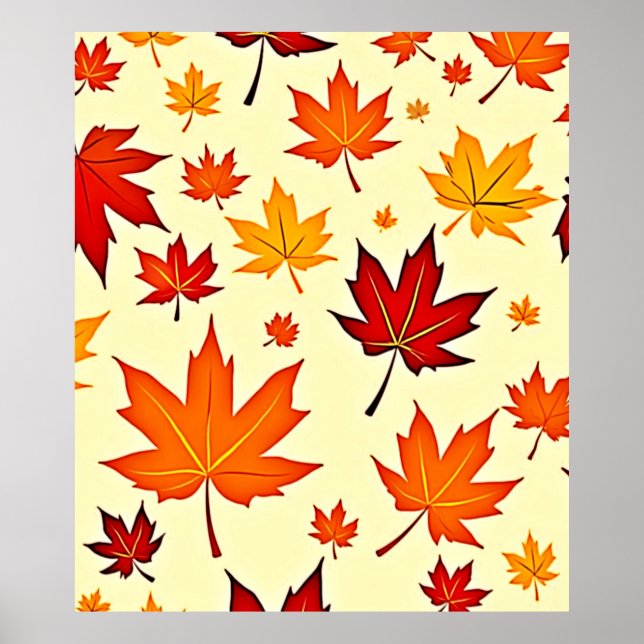 Seamless Fall Foliage Design Poster (Front)