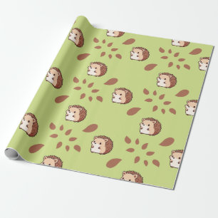 Seamless Fall Hedgehog Wrapping Paper for Gifts