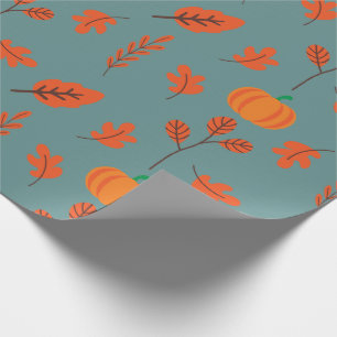 Seamless Fall Wrapping Paper: Leaves and Pumpkins Paper
