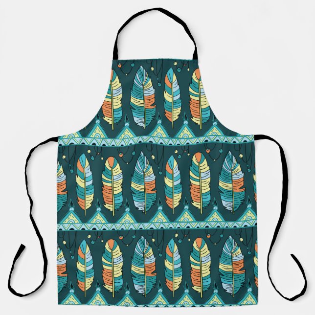 Seamless feather pattern background. Endless colou Apron (Front)
