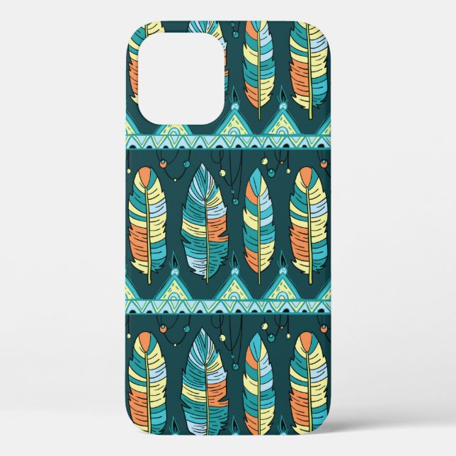 Seamless feather pattern background. Endless colou Case-Mate iPhone Case (Back)