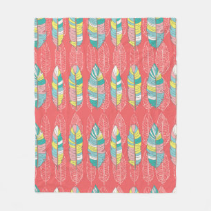 Seamless feather pattern background. Endless colou Fleece Blanket