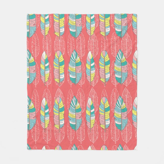Seamless feather pattern background. Endless colou Fleece Blanket (Front)