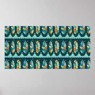 Seamless feather pattern background. Endless colou Poster