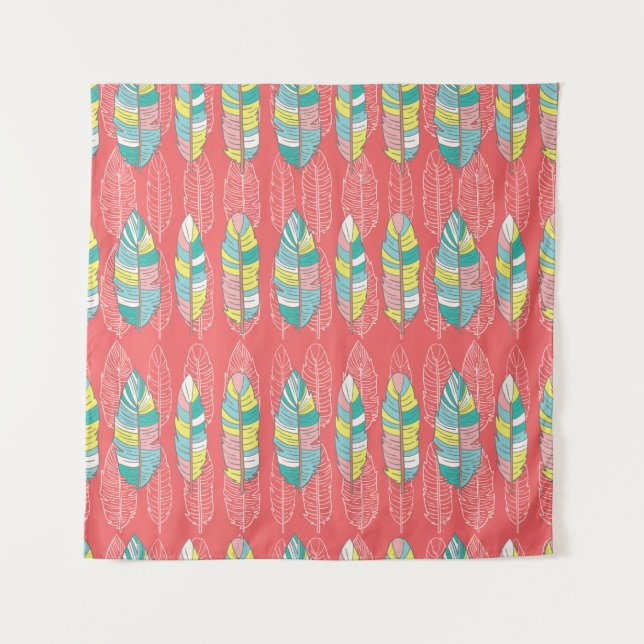 Seamless feather pattern background. Endless colou Tapestry (Front)