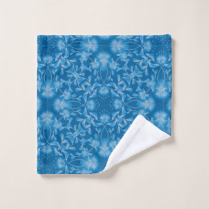 Seamless feminine floral blue flowers gzhel orname bath towel set