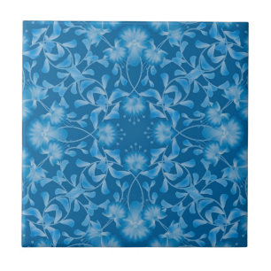 Seamless feminine floral blue flowers gzhel orname ceramic tile