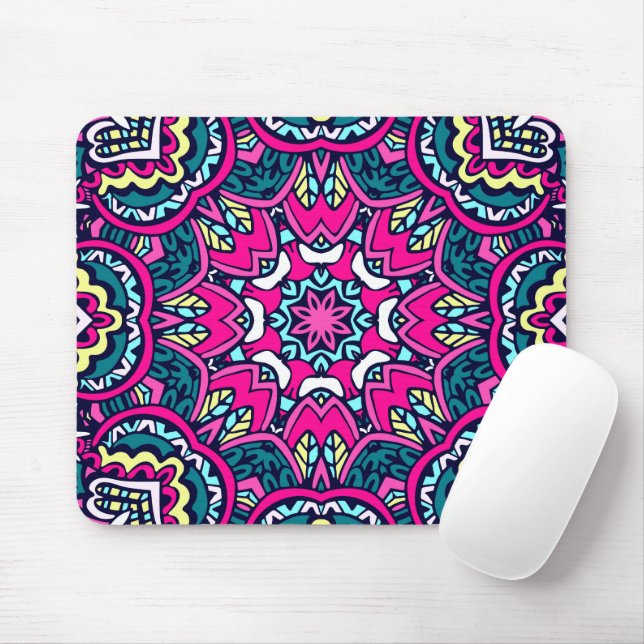 Seamless Festive Boho Mandala Mouse Pad (With Mouse)