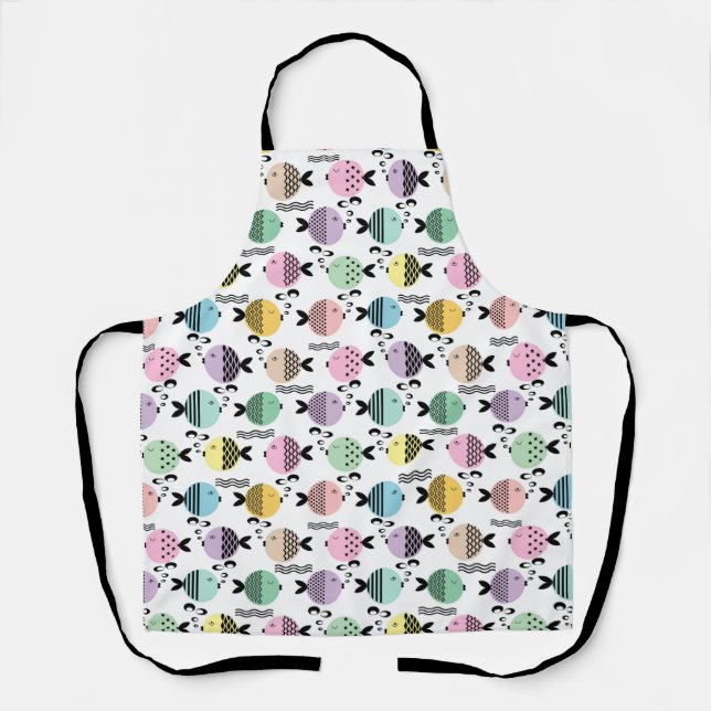 Seamless fish abstract scandinavian modern marine apron (Front)