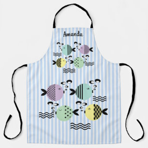 Seamless fish abstract scandinavian modern marine apron