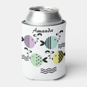 Seamless fish abstract scandinavian modern marine can cooler