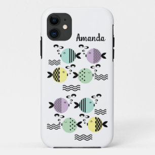 Seamless fish abstract scandinavian modern marine  iPhone 11 case
