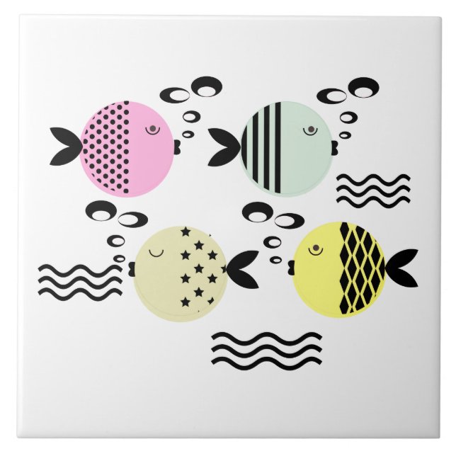 Seamless fish abstract scandinavian modern marine  ceramic tile (Front)