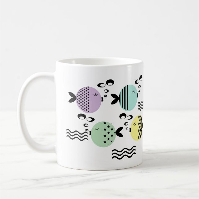 Seamless fish abstract scandinavian modern marine  coffee mug (Left)
