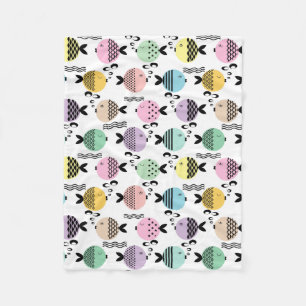 Seamless fish abstract scandinavian modern marine fleece blanket