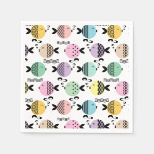 Seamless fish abstract scandinavian modern marine napkin