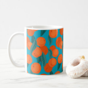Seamless flat pattern with peaches on branches coffee mug