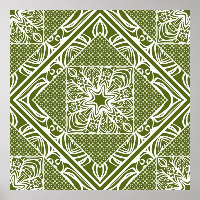 Seamless floral geometric pattern. Vintage illustr Poster (Front)