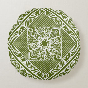 Seamless floral geometric pattern. Vintage illustr Round Cushion