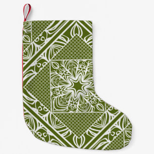 Seamless floral geometric pattern. Vintage illustr Small Christmas Stocking
