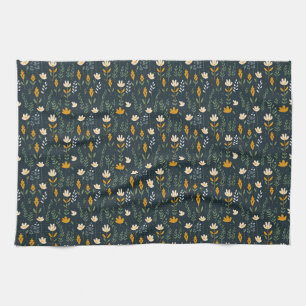 Seamless Floral In Yellow, Orange, and White Tea Towel
