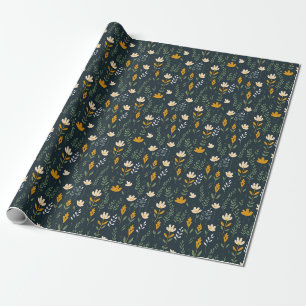 Seamless Floral In Yellow, Orange, and White Wrapping Paper