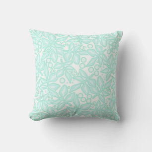 Seamless floral light green flowers lace leaves wh cushion
