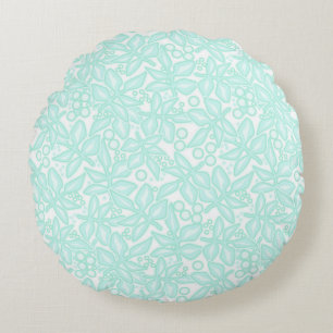 Seamless floral light green flowers lace leaves wh round cushion