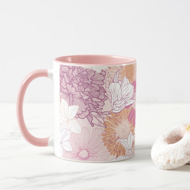 Seamless Floral  Mug (With Donut)