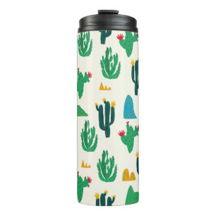 Seamless floral natural abstract cactus pattern on thermal tumbler