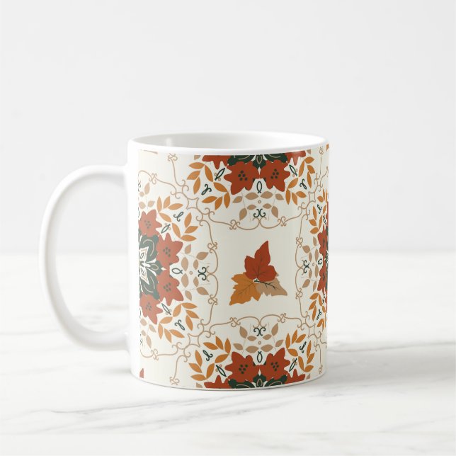 Seamless floral natural abstract geometric pattern coffee mug (Left)