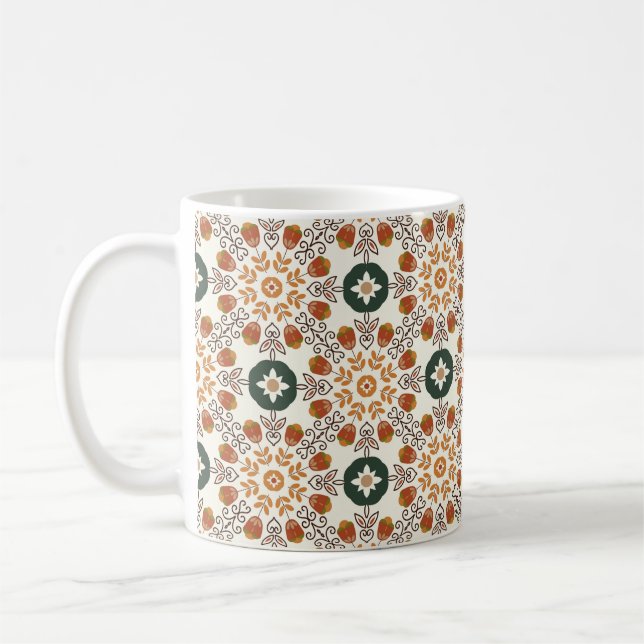 Seamless floral natural abstract geometric pattern coffee mug (Left)