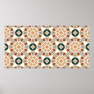 Seamless floral natural abstract geometric pattern poster