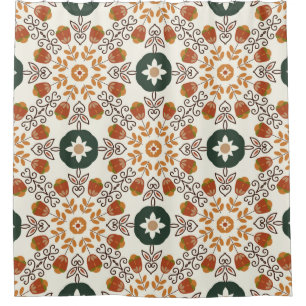 Seamless floral natural abstract geometric pattern shower curtain