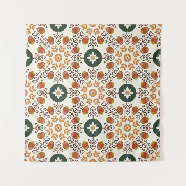 Seamless floral natural abstract geometric pattern tapestry (Front)
