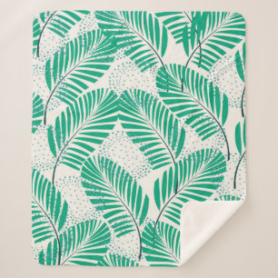 Seamless floral natural abstract pattern on white sherpa blanket