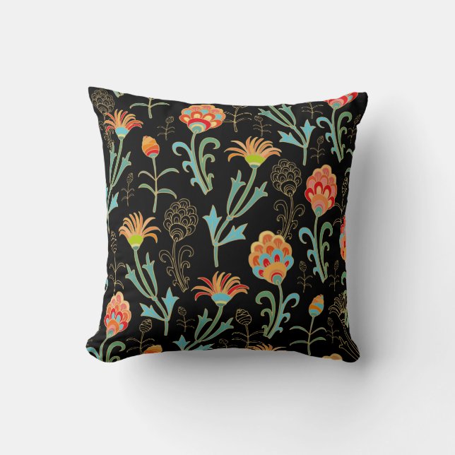 Seamless floral orient print cushion (Front)