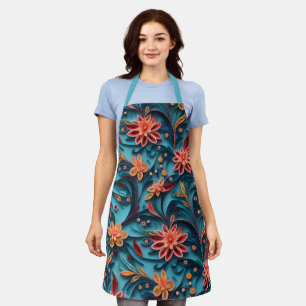 Seamless floral paper pattern All-Over Print Apron