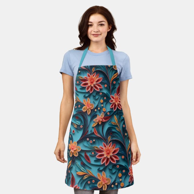 Seamless floral paper pattern All-Over Print Apron (Worn)
